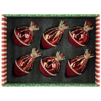 Mark Roberts Royal Crown Ornament, Box Of 6- 3-4 Inches In Red
