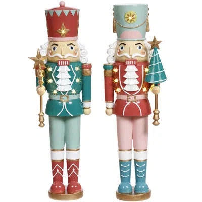 Mark Roberts Royalty Nutcracker With Lights -18 Inches Set Of 2 In Pink;gold;blue;white