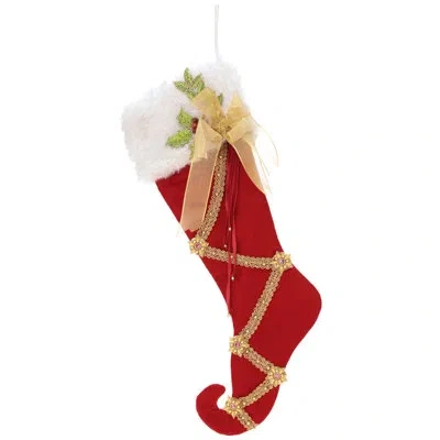 Mark Roberts Ruffled Plaid Stocking - 26 Inches In White;green;red;gold