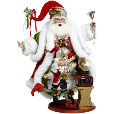 Mark Roberts Santa And Elf Playing Records - 23 Inches In Red,white,green,black,blue,gold