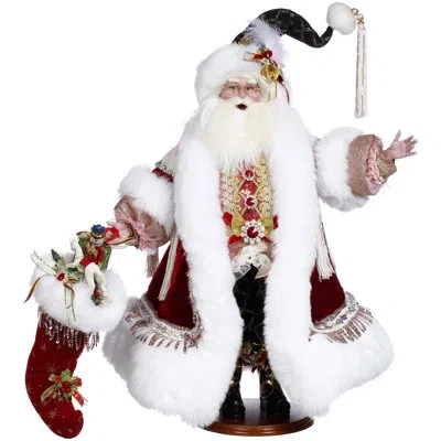 Mark Roberts Santa With Stocking - 27 Inches In Pink;white;red