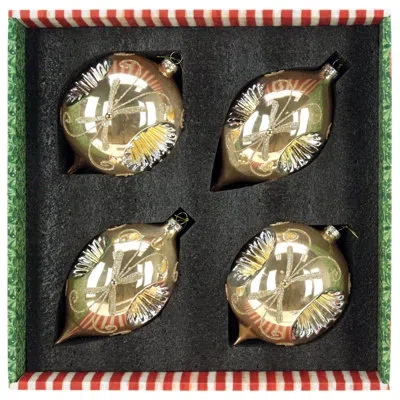 Mark Roberts Scrolled Reflector Ornament, Box Of 4 - 4 Inches In Gold