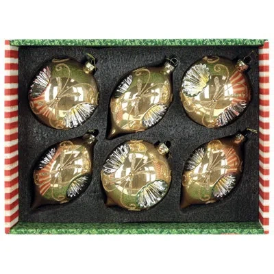 Mark Roberts Scrolled Reflector Ornament, Box Of 6 - 4 Inches In Gold