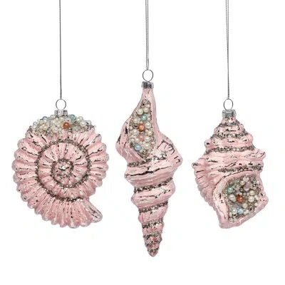 Mark Roberts Seashell Ornament, Assortment Of 3 - 5-7 Inches In Pink
