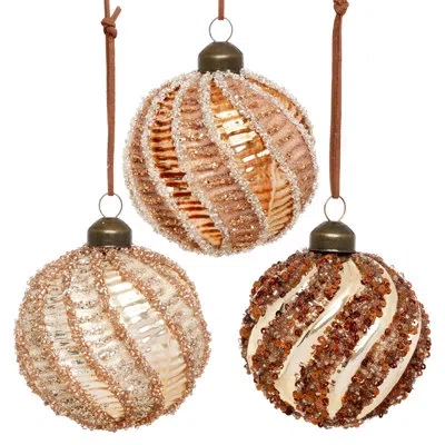 Mark Roberts Sequin Spiral Ornament, Box Of 6- 3 Inches In Brown