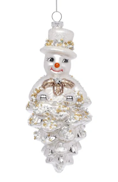 Mark Roberts Shiny Snowman With Hat Ornament, Set Of 6 In White