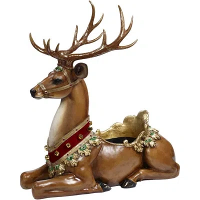 Mark Roberts Sitting Deer - 43 X 45 Inches In Gold;brown;green;red
