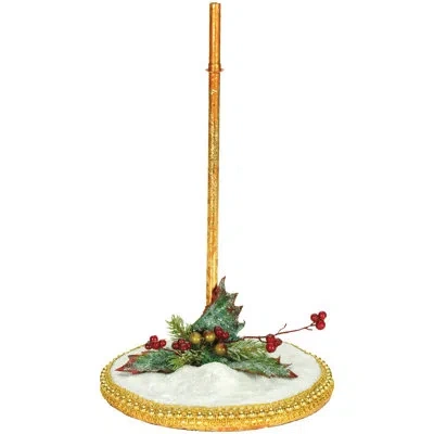 Mark Roberts Snow Base Stand, Large - 12.5 Inches In Gold,white,green,red