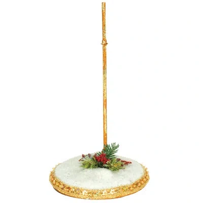 Mark Roberts Snow Base Stand, Small - 7.5 Inches In Gold,white,green,red