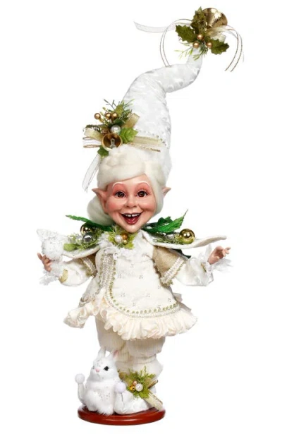 Mark Roberts Snow Belle Elf On Base, Medium In White