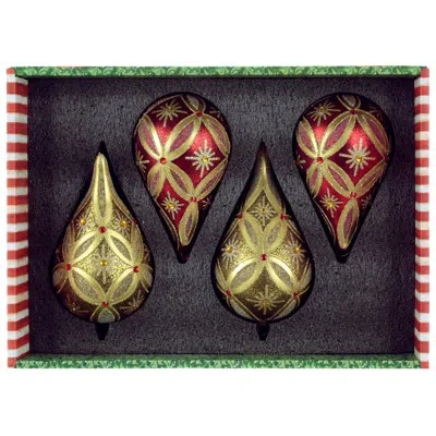 Mark Roberts Snowflake Teardrop Ornament, Box Of 4 – 6.5 Inches In Multi