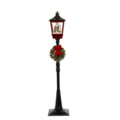 Mark Roberts Snowing Lamp Post With Elf And Candy Cane -72 Inches In Black,red,green,white