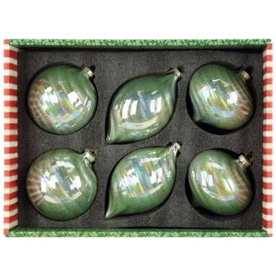 Mark Roberts Soft Glow Swirl Ornament, Box Of 6- 4-5 Inches In Green