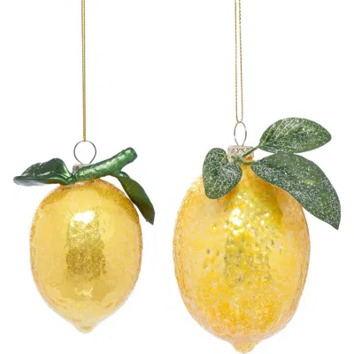 Mark Roberts Sparkled Lemon Ornament, Set Of 6 In Yellow