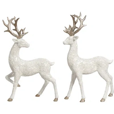 Mark Roberts Spring 2 Piece Elegant Sparkling Deer Figurine Set