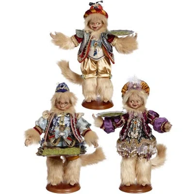 Mark Roberts Spring 3 - Piece Magnificent Monkey Server Figurines & Collectibles Set In Brown,ivory,purple,blue