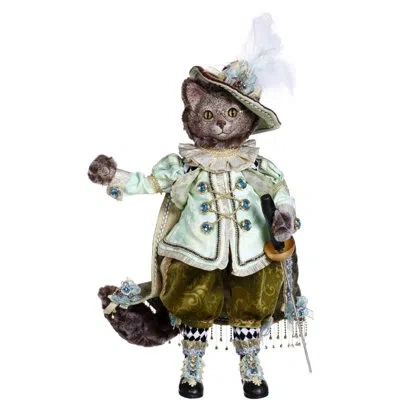 Mark Roberts Spring Cat Figurines & Collectibles In Brown,turquoise,moss