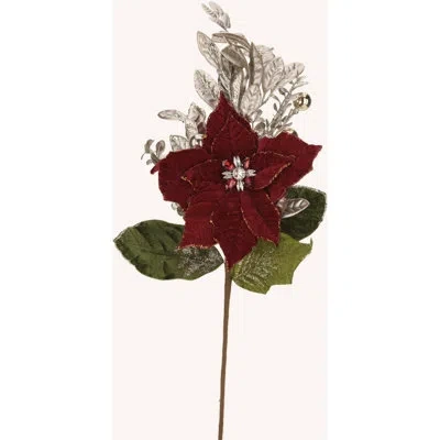 Mark Roberts Spring Multi Jeweled Poinsettia 21" Stem In Burgundy
