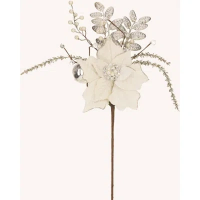 Mark Roberts Spring Multi Jeweled Poinsettia 22" Stem In White