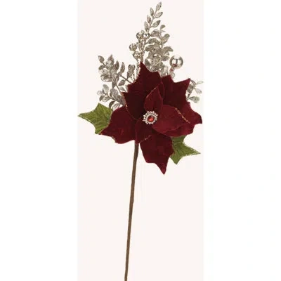 Mark Roberts Spring Multi Jeweled Poinsettia 26" Stem In Burgundy