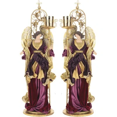 Mark Roberts Standing Angel With Crèche - 26 Inches Set Of 2 In Purple;gold