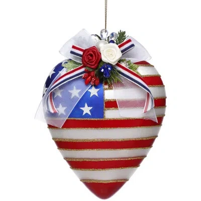 Mark Roberts Stars And Stripes Heart Ornament - 6 Inches In Blue;white;red