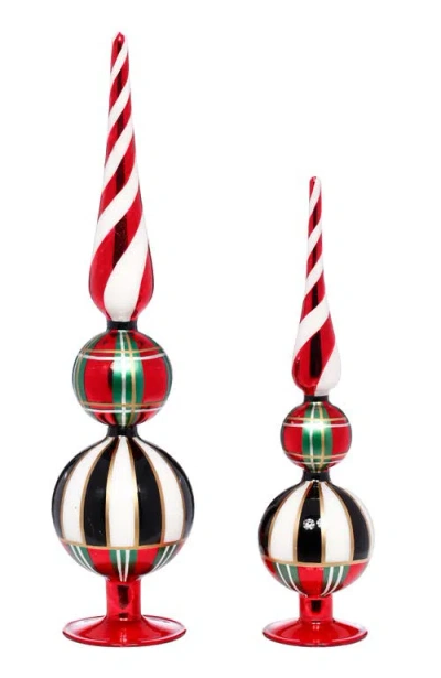 Mark Roberts Striped Twist Finial, Set Of 2 In Red