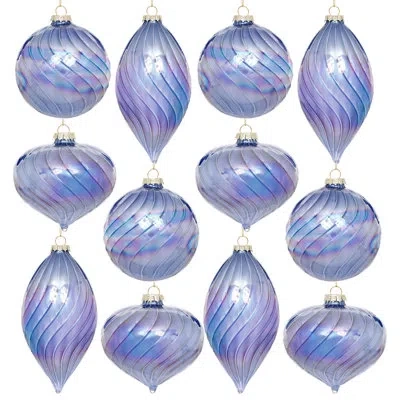 Mark Roberts Swirl Glow Ornament, Set Of 12- 4-5 Inches In Blue