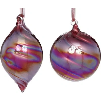 Mark Roberts Swirl Teardrop Ball Ornament - 4 Inches Set Of 6 In Red,pink,purple