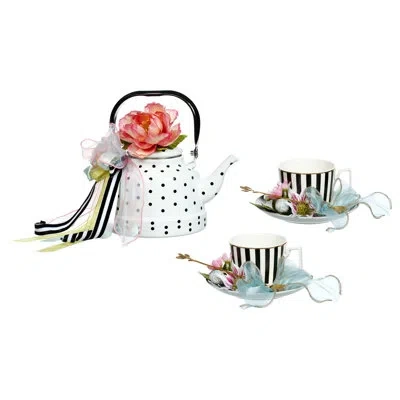 Mark Roberts Tea Time, Set Of 3 - 9.5 Inches In Yellow;pink;blue;black;white