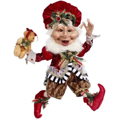 Mark Roberts Teddy Bear Elf, Medium - 16 Inches In White,brown,green,red
