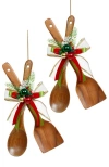 Mark Roberts Turner Spoons With Deco Ornament, Set Of 2 In Brown