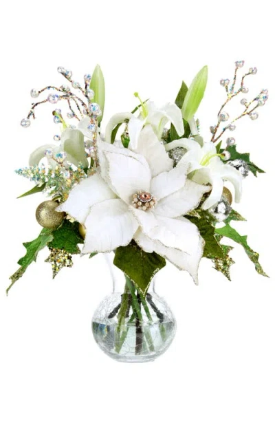 Mark Roberts Vase Of Poinsettia And Floral, Ivory In Multi