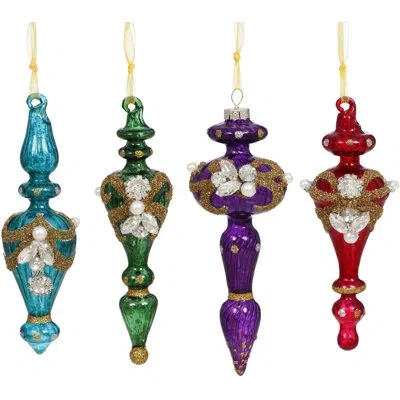 Mark Roberts Vintage Finial Ornament -5-6 Inches Set Of 8 In Blue;white;green;red;purple;gold