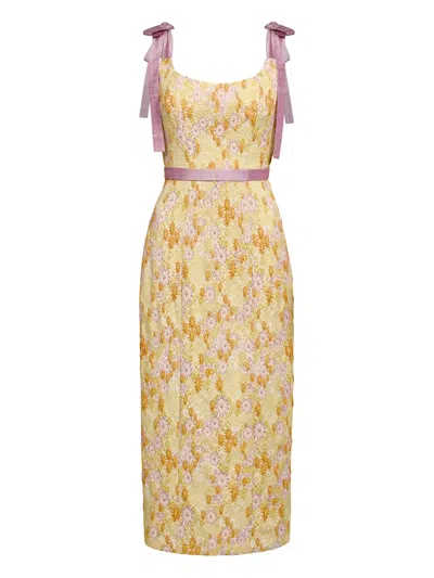 Markarian Acacia Belted Brocade Corset Dress In Multi