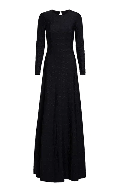 Markarian Agnes Jersey Eyelet Gown In Black