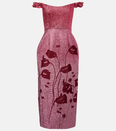 Markarian Amina Floral Lamé Corset Dress In Pink