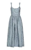 Markarian Apple Burnout Corset Midi Dress In Blue