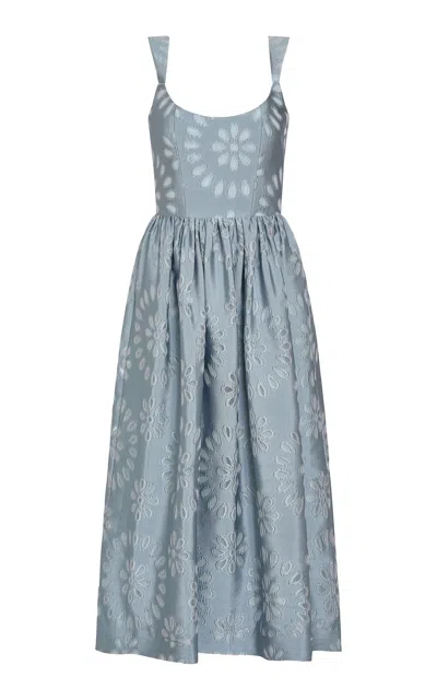 Markarian Apple Burnout Corset Midi Dress In Blue