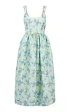 Markarian Apple Printed Organza Corset Midi Dress In Multi