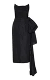 Markarian Aria Bow-detailed Taffeta Midi Dress In Black