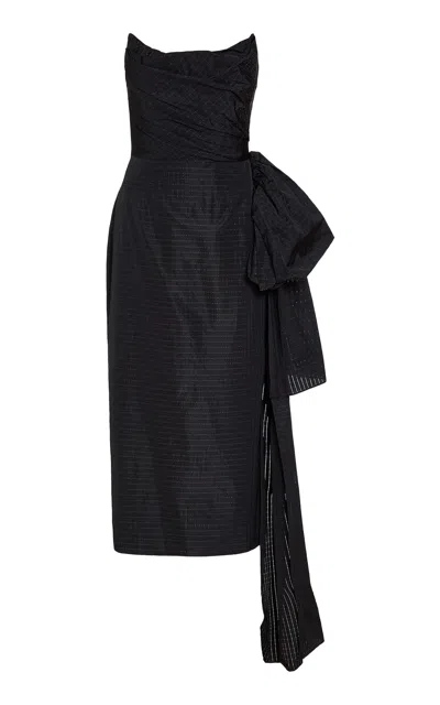 Markarian Aria Bow-detailed Taffeta Midi Dress In Black