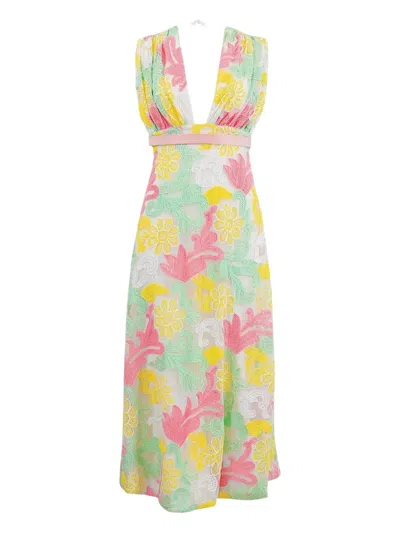 Markarian Aura Floral-lace Midi Dress In Green