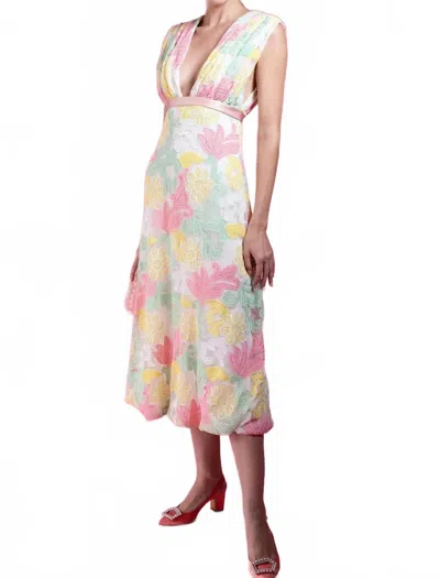 Markarian Aura Lace Dress In Multi Floral In Pink