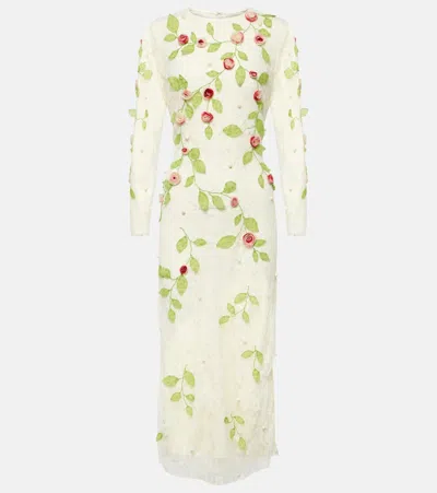 Markarian Avelina Embroidered Cotton Lace Midi Dress In White