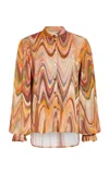 Markarian Bowie Metallic Wave Blouson Top In Orange