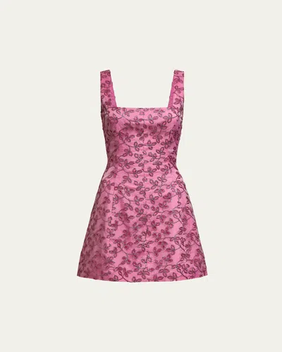 Markarian Brooke Floral Sequined Mini Dress In Pink