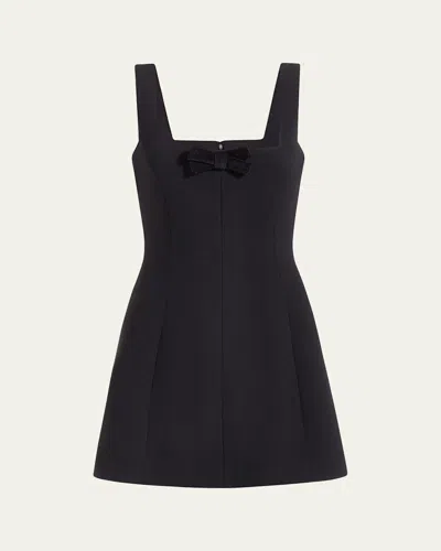 Markarian Brooke Wool Crepe Square Neck Mini Dress In Black