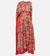 Markarian Caped Silk Midi Dress In Red