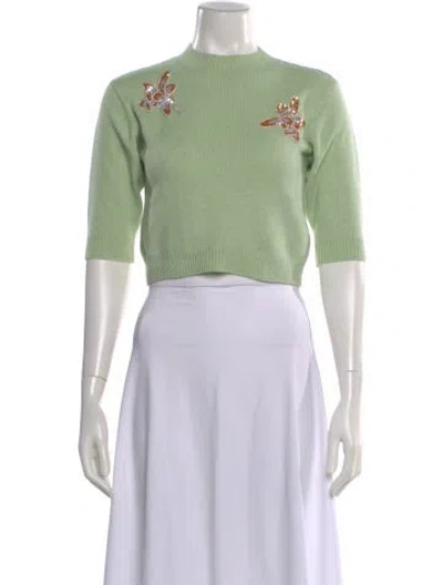 Pre-owned Markarian Cashmere Graphic Print Sweater In Green